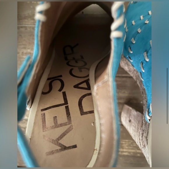 KELSI DAGGER Women's Turquoise Suede Leather
Upper. Peep Toe Platform Sandals - Picture 7 of 9